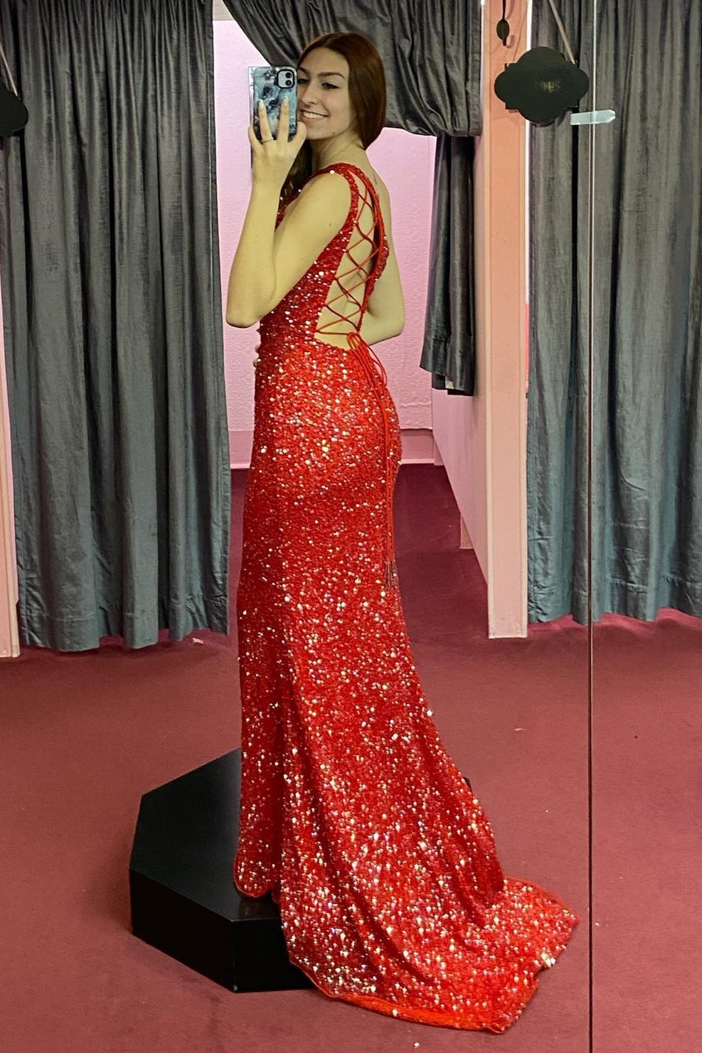 Sparkle Hot Pink Sequin Mermaid One Shoulder Long Formal HZ0308