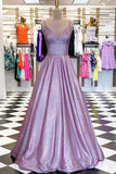 Niulatu Lavender A-line V-neck Spaghetti Straps Prom Dresses, Evening HZ1007