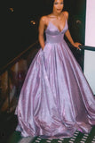 Niulatu Lavender A-line V-neck Spaghetti Straps Prom Dresses, Evening HZ1007