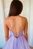 Niulatu Lavender Tiered Tulle A-line Princess Prom Dresses, Evening HZ1007