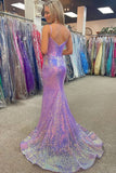 Niulatu Mermaid Spaghetti Straps V-neck Long Prom Dresses With HZ1007