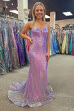 Niulatu Mermaid Spaghetti Straps V-neck Long Prom Dresses With HZ1007