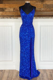 Straps Royal Blue Sequin Mermaid Long Formal HZ0308