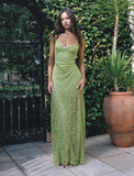 Niulatu Green Lace Long Prom Dress Evening Gown HZ0113