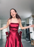Niulatu A line Halter Long Party Dress Satin Burgundy Prom Dresses SD2417