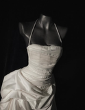 Niulatu A Line Halter Pleated White Tulle Satin Long Wedding Dress HZ0113