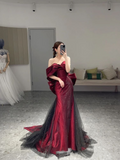 Niulatu Off The Shoulder Burgundy Evening Dress Reception Dress HZ1007