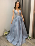 Niulatu A-line V Neck Evening Dress Fashion Prom Gown HZ1007