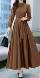Niulatu A-Line Pure Color Long Sleeves Evening Dresses HZ1007