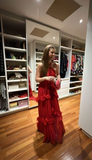Niulatu Red Long Evening Dress Red Party Gown HZ1007