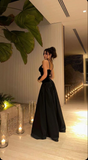 Niulatu Black Straps Long Prom Dress Evening Dress HZ1007