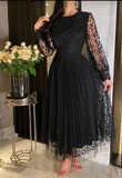 Niulatu Black A-line Evening Dress Black Formal Dress HZ1007