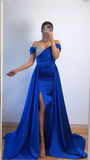 Niulatu The Shoulder Royal Blue Evening Dress With Split Pageant Dress HZ1007