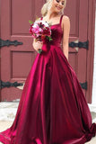 Niulatu A-line Scoop Spaghetti Straps Long Prom Dresses With HZ1007