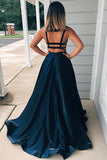 Niulatu A-line Scoop Spaghetti Straps Long Prom Dresses With HZ1007