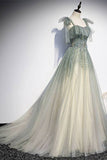 Tie Shoulders Green A-line Long HZ0308