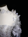 Niulatu Lilac Tulle Beaded Appliques A Line Prom Evening Dress Formal Evening Dress HZ1007