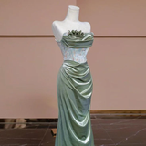 Niulatu Strapless Mermaid Pleated Evening Gown Formal Prom Dress HZ1007