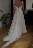 Niulatu White Chiffon A Line Prom Dress Wedding Dress HZ0113