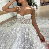 Niulatu Off White Sweetheart Lace Prom Dress A-Line Spagetti Straps Long Evening Dress HZ0113