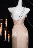 Niulatu Pink One Shoulder Sheath Prom Evening Dress HZ1007