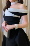 Niulatu A-Line Black Arabia Dubai Evening Dresses Off Shoulder Prom Party Gowns Slit Side Elegant Formal Occasion Dress HZ1007