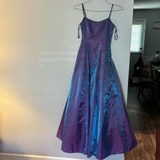 Niulatu Purple Beaded A Line Evening Gown Spaghetti Straps Party Prom Dress HZ1007