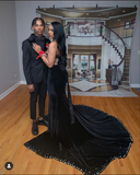 Niulatu Velvet Prom Dresses Long Mermaid Formal Party Gowns Evening Dress HZ1007