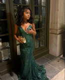 Niulatu Green Mermaid Evening Dress Shiny Green Evening Gown HZ1007
