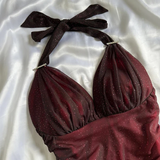 Niulatu Halter Straps Ombre Burgundy Long Chiffon Prom Dress HZ0113
