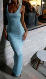 Niulatu Sequin Sheath Blue Long Prom Dress Evening Dress HZ1007