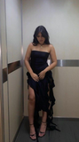 Niulatu Sheath Ruffles Evening Dress Strapless Chiffon Prom Dress HZ1007