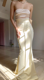 Niulatu Strapless Mermaid Long Prom Dress Evening Dress With Bow HZ1007