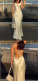 Niulatu White Spaghetti Straps Mermaid Evening Dress Formal Prom Dress HZ1007