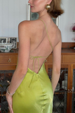 Niulatu Green Sheath One Shoulder Long Party Prom Dress With Slit Backless Evening Dress HZ1007
