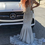 Niulatu Satin Diamond Prom Dress Long Mermaid Evening Dress HZ1007