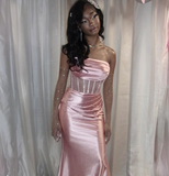 Niulatu Strapless Satin Mermaid Evening Dress Long Prom Dress HZ1007