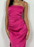 Niulatu Pink Sexy Sheath Long Prom Dress Backless Evening Gown HZ1007