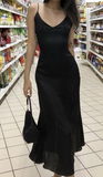 Niulatu Straps Black Chiffon Prom Evening Dress HZ1007
