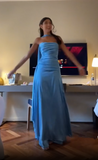 Niulatu Blue Prom Dress Chic Blue Evening Dress HZ1007