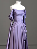 Niulatu Purple Satin Long Prom Dress Purple Evening Dress HZ1007