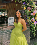 Niulatu Green Tulle Muslim Evening Dress Women A Line Pleated Formal Prom Dress Party Gowns HZ1007