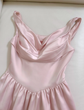 Niulatu Pink A Line Straps Pleated Satin Homecoming Dress HZ0113