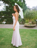 Niulatu Spaghetti Straps Pink Backless Evening Dress Long Prom Dress HZ1007