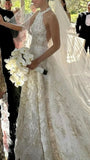 Rustic Wedding Dress Ball Gown High Neck White Lace Tulle Long Wedding Dresses Summer Brides Dress Bridal Gowns HZ1214