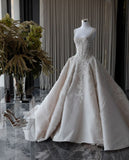 Rustic Wedding Dress Ball Gown Square Neck White Lace Tulle Long Wedding Dresses Summer Brides Dress Bridal Gowns HZ1214