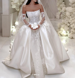 Modest Wedding Dress Ball Gown Strapless White Satin Long Wedding Dresses Brides Dress Bridal Gowns HZ1214