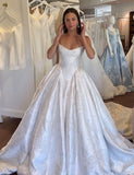 Pretty Wedding Dress Ball Gown Strapless Satin Floral White Wedding Dresses Bridal Gowns HZ1214