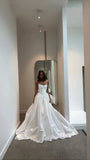 Simple Wedding Dress Ball Gown Strapless Satin White Wedding Dresses Bridal Gowns HZ1214