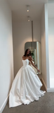 Simple Wedding Dress Ball Gown Strapless Satin White Wedding Dresses Bridal Gowns HZ1214